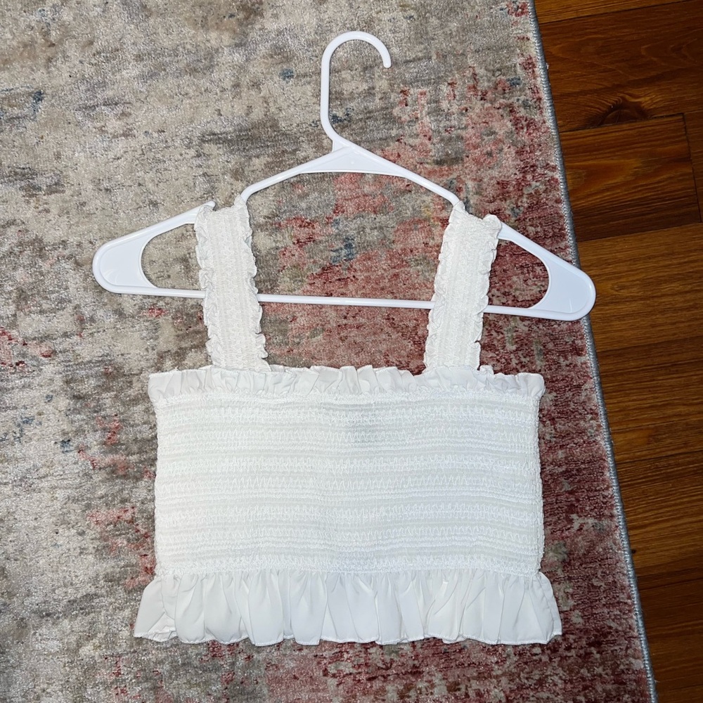 Forever 21 white smocked crop top size small